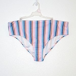 Xhilaration Pink Striped Hipster Medium Coverage Bikini Bottom New Size 24W/26W